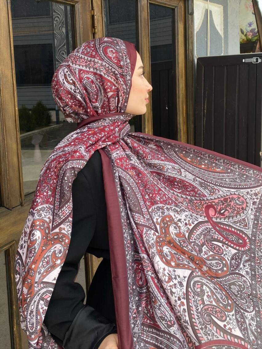 FİRUZE 2 DESEN ŞAL - BORDO - 1
