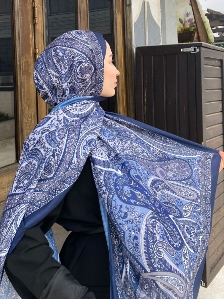 FİRUZE 2 DESEN ŞAL - LACİVERT 
