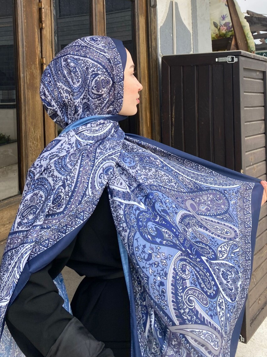 FİRUZE 2 DESEN ŞAL - LACİVERT - 1