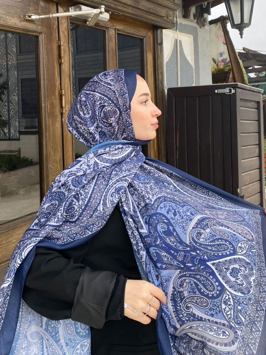 FİRUZE 2 DESEN ŞAL - LACİVERT - 2
