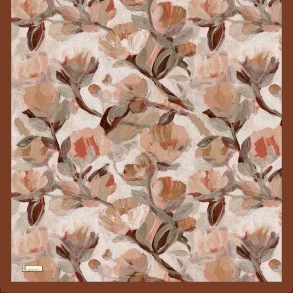 FLORAL BRUSH EŞARP - ÇİKOLATA KAHVE - 2