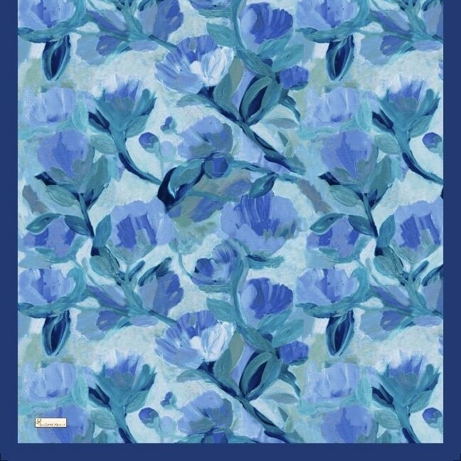 FLORAL BRUSH EŞARP - GECE MAVİSİ - 3
