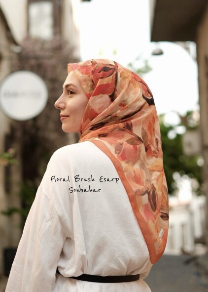 FLORAL BRUSH EŞARP - SONBAHAR - 