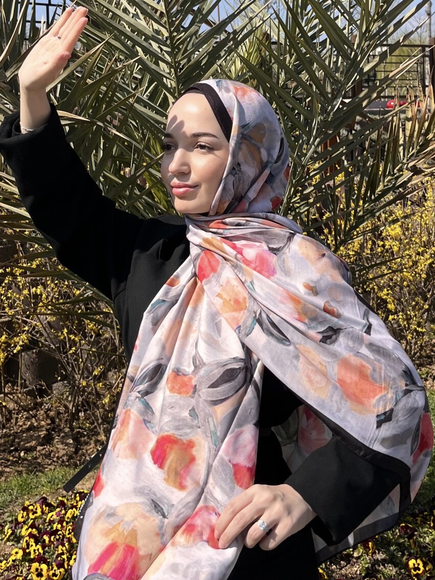 FLORAL BRUSH ŞAL - SİYAH RENKLİ - 1