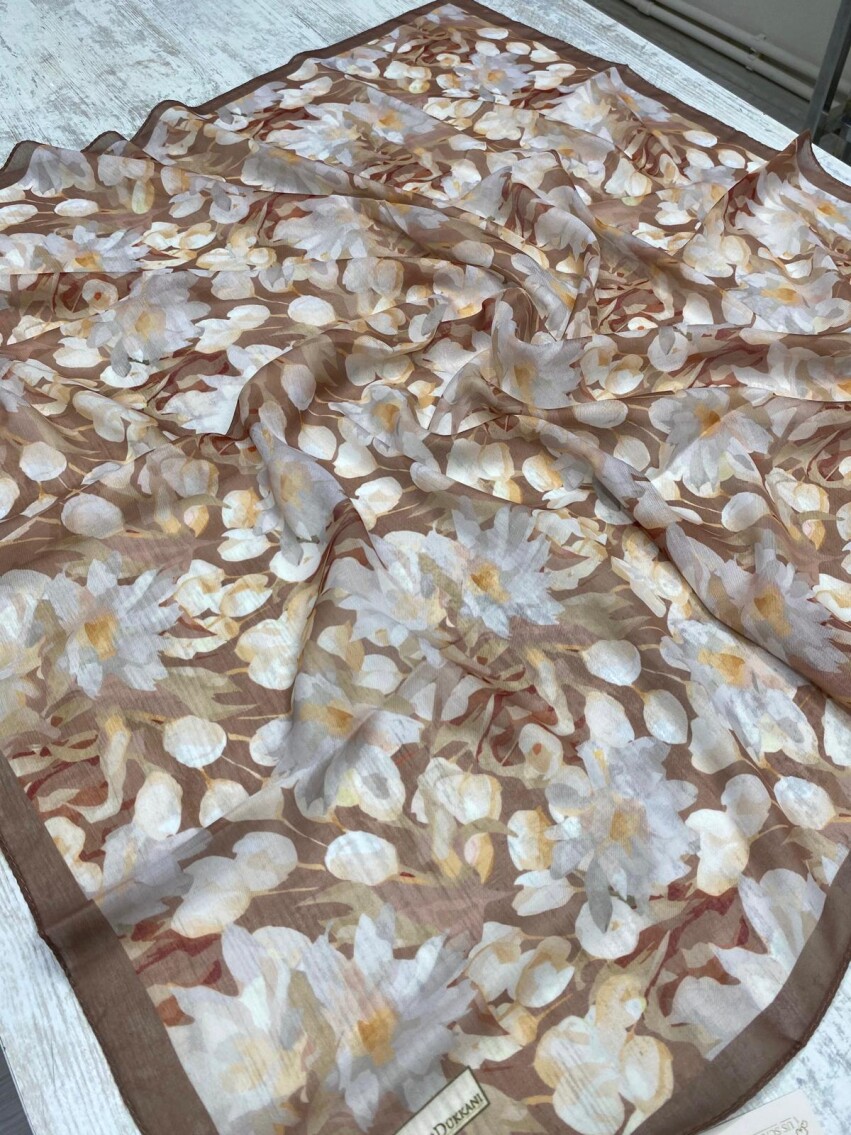 GARDEN DESEN EŞARP - SUTLU KAHVE - 1