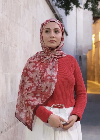 GARDEN DESEN ŞAL - BORDO - 