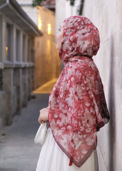 GARDEN DESEN ŞAL - BORDO - 7