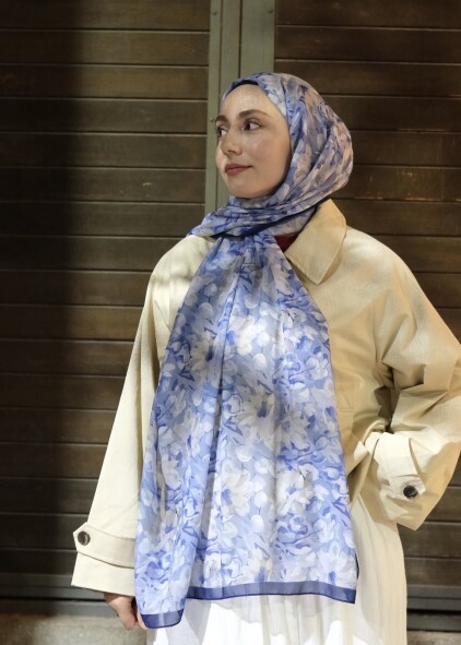 GARDEN DESEN ŞAL -LACIVERT - 