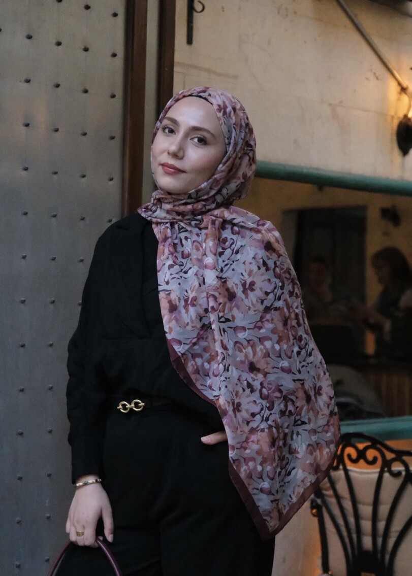 GARDEN DESEN ŞAL - GRİ BORDO - 1