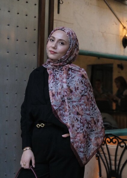 GARDEN DESEN ŞAL - GRI BORDO - 