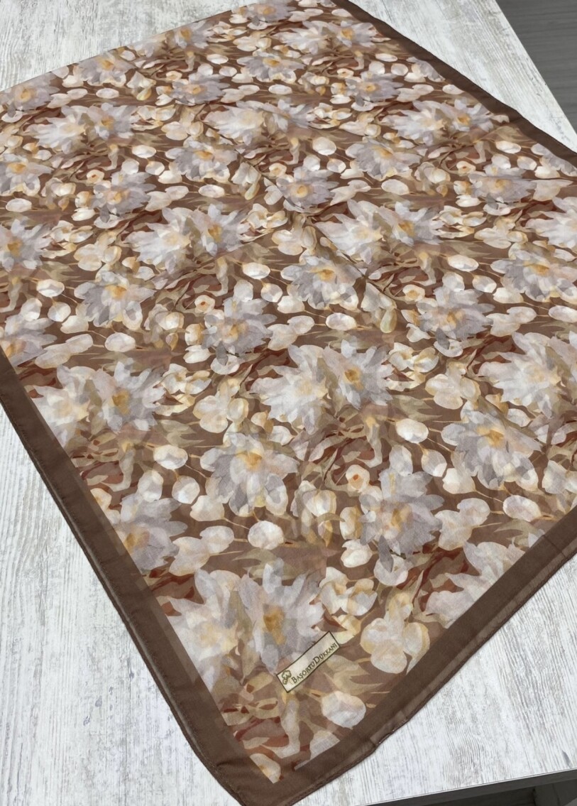 GARDEN DESEN ŞAL - SÜTLÜ KAHVE - 2