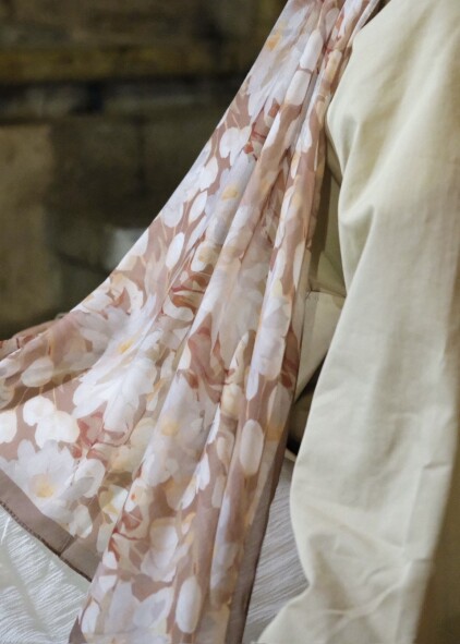 GARDEN DESEN ŞAL - SÜTLÜ KAHVE - 3