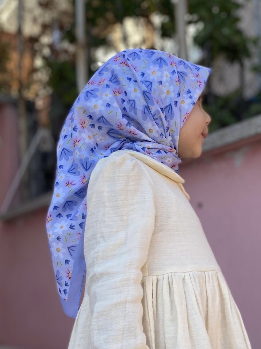 KİDS RÜYA ÇİÇEĞİ DESEN EŞARP MAVI - 3