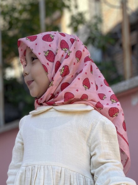 KİDS STRAWBERRY GİRL DESEN EŞARP - 6