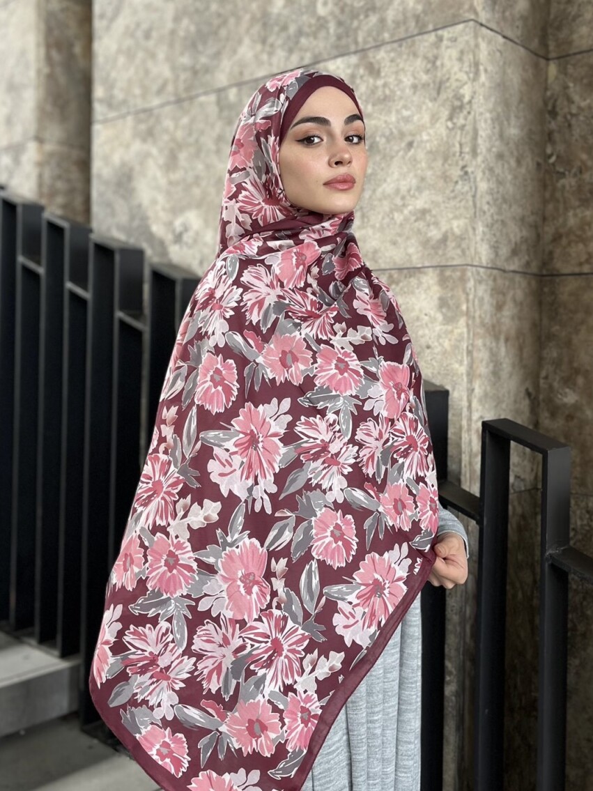 MATİLDA DESEN ŞAL - BORDO - 1