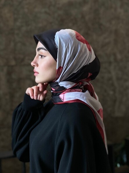 MERCAN DESEN EŞARP - SİYAH KIRMIZI 