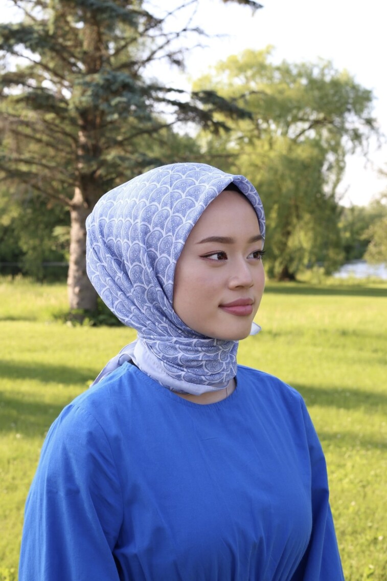 MİNİMAL DESEN EŞARP - BLUE SKY - 1