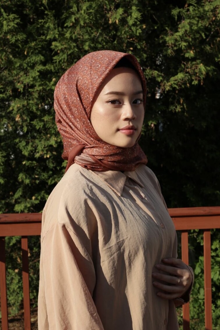 MİNİMAL DESEN EŞARP - ÇİKOLATA - 2