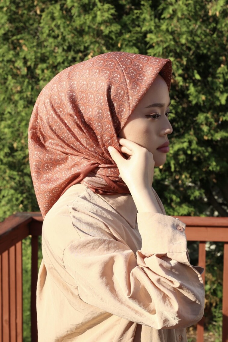 MİNİMAL DESEN EŞARP - ÇİKOLATA - 3