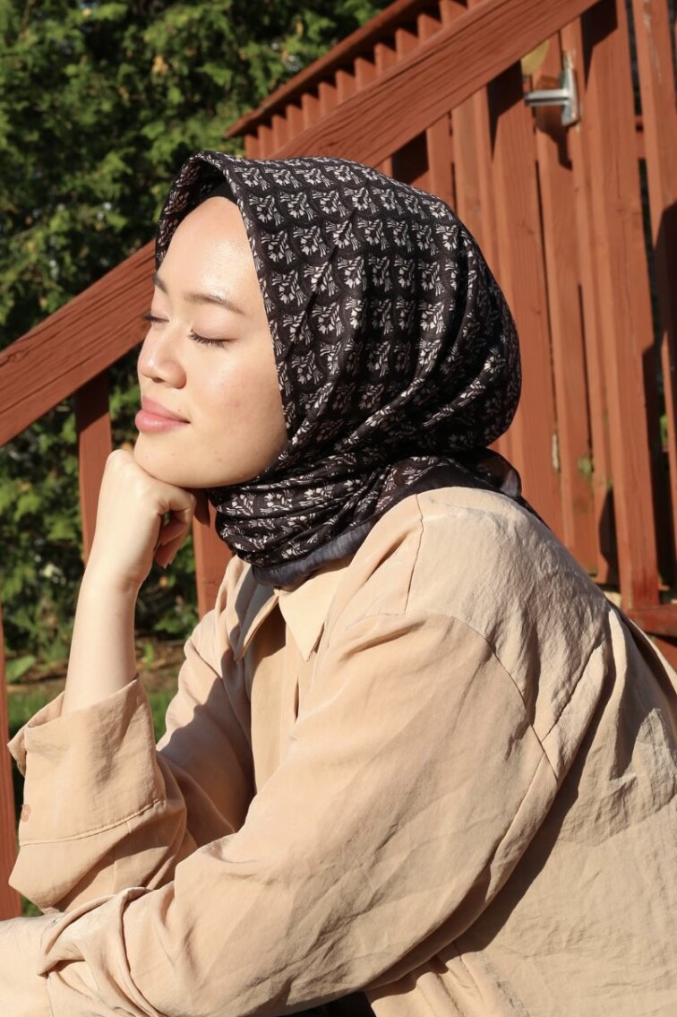 MİNİMAL DESEN EŞARP - SİYAH - 1