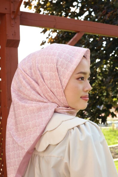 MİNİMAL DESEN EŞARP - TOZLU PEMBE - 2