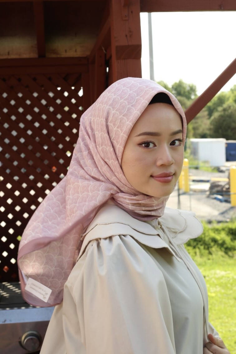 MİNİMAL DESEN EŞARP - TOZLU PEMBE - 1
