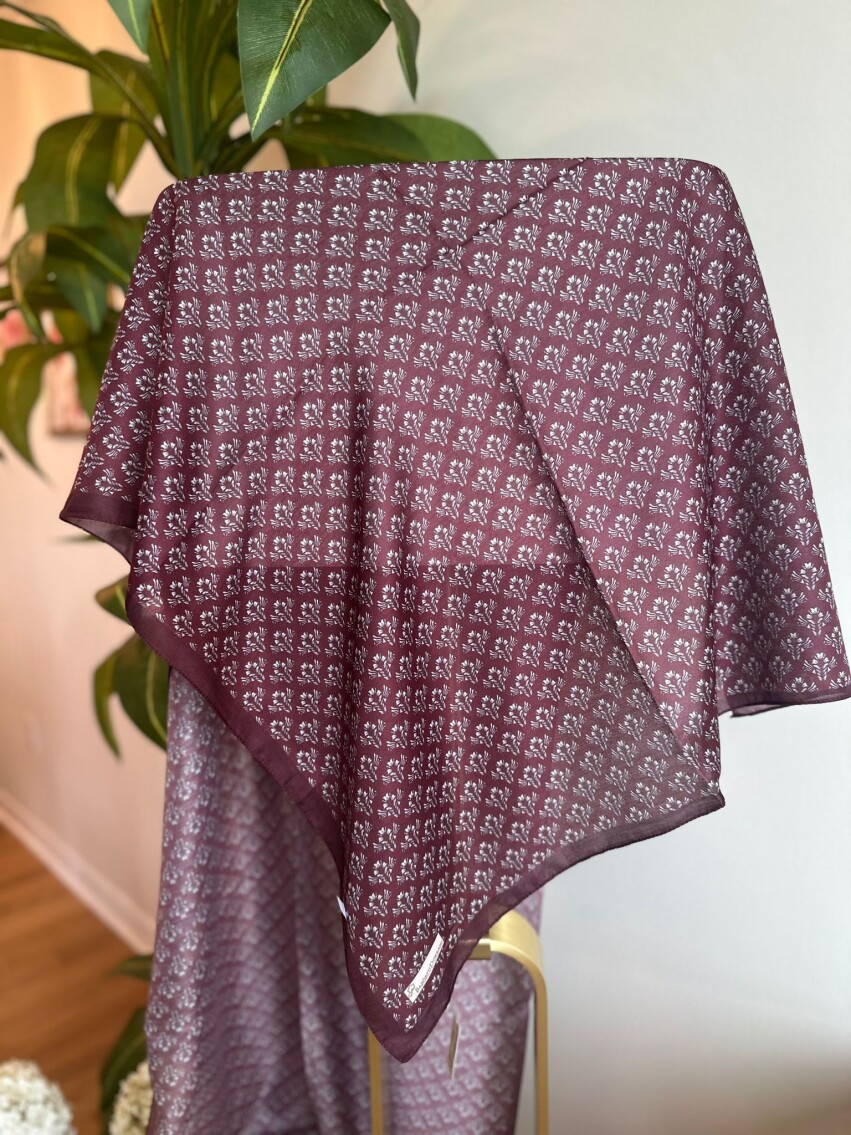 MİNİMAL DESEN ŞAL - BORDO - 2