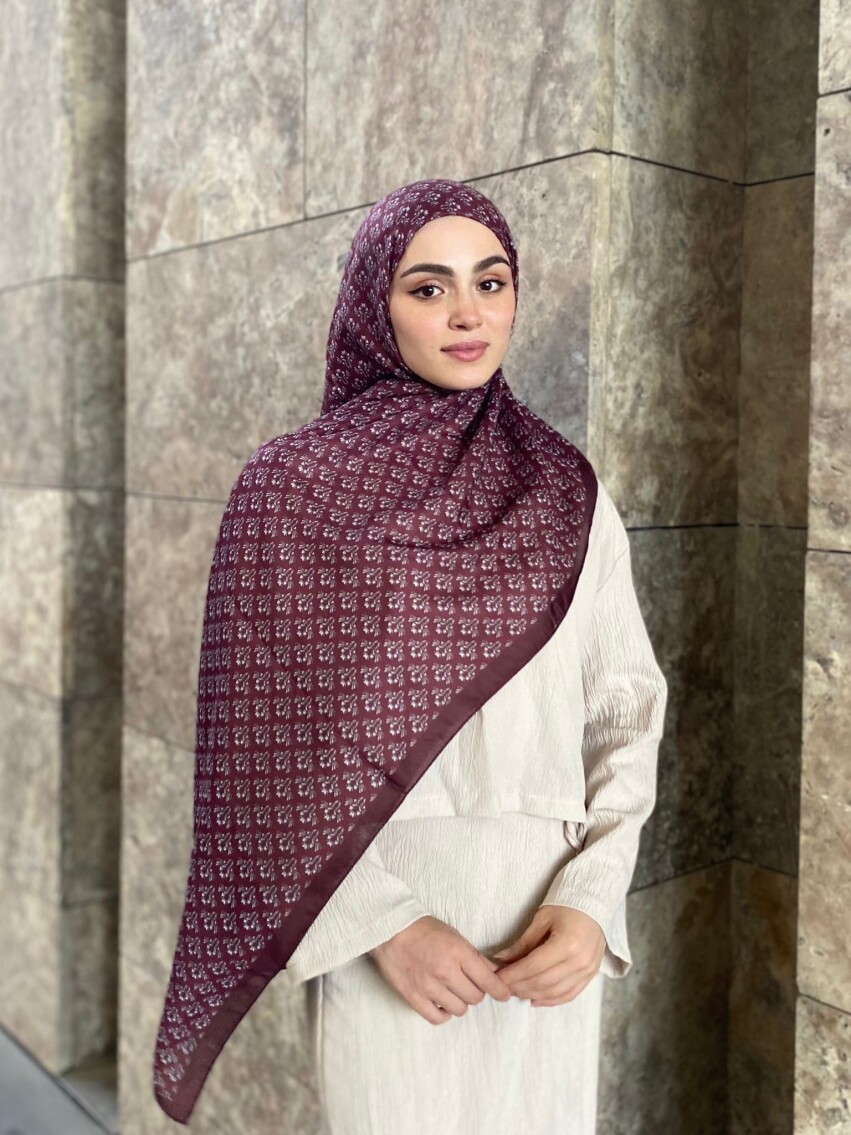MİNİMAL DESEN ŞAL - BORDO - 3