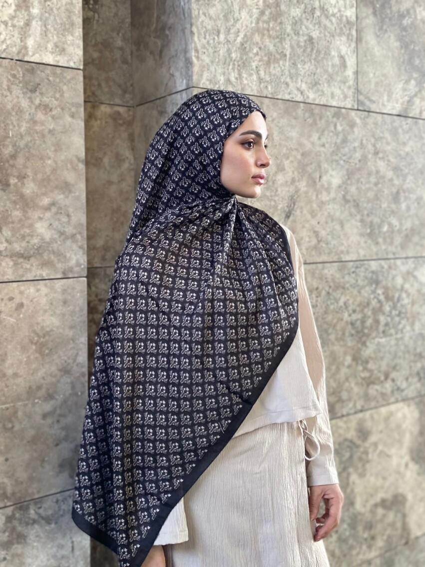 MİNİMAL DESEN ŞAL - SİYAH - 4