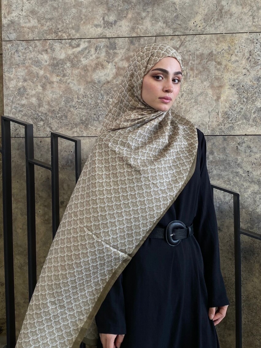 MİNİMAL DESEN ŞAL - YAĞ YEŞİLİ - 1