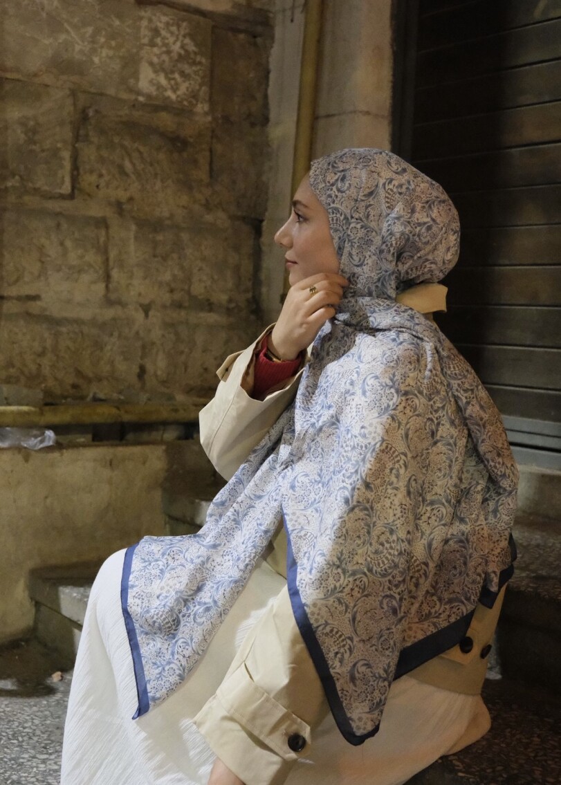 NAZENİN DESEN ŞAL - LACIVERT - 4