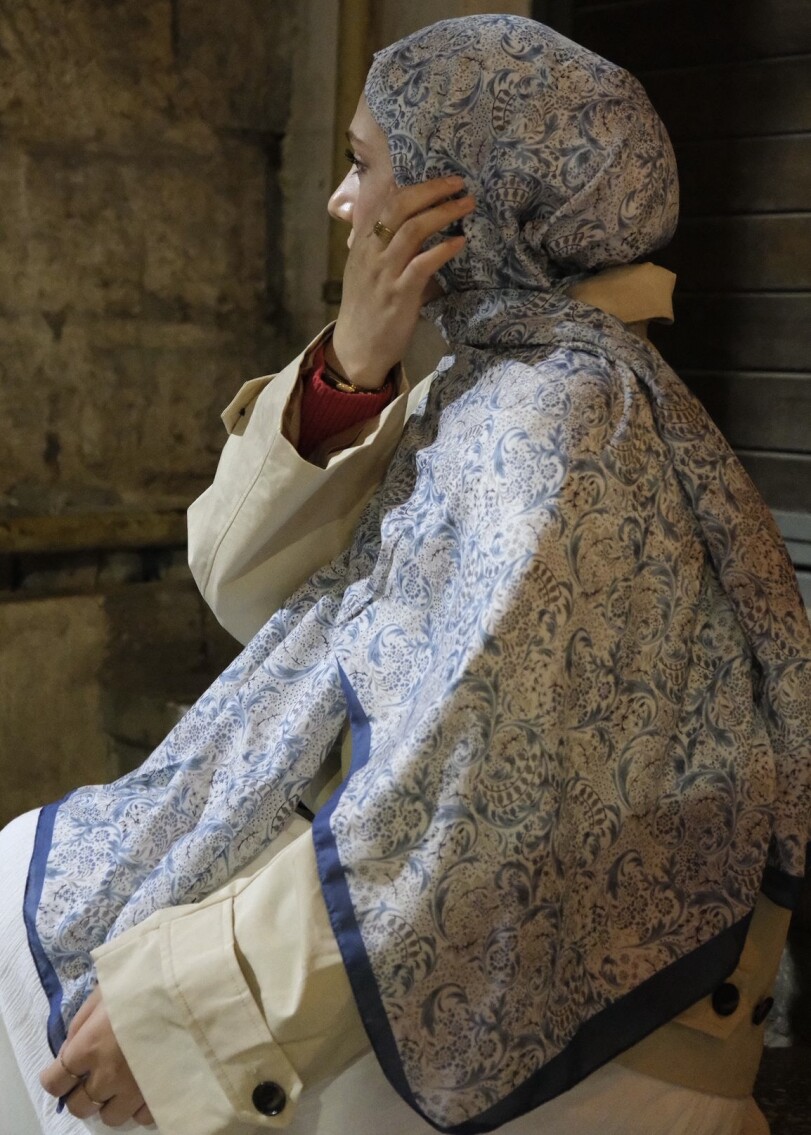 NAZENİN DESEN ŞAL - LACIVERT - 1