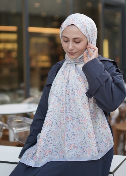 NAZENİN DESEN ŞAL - PASTEL MAVİ - 4