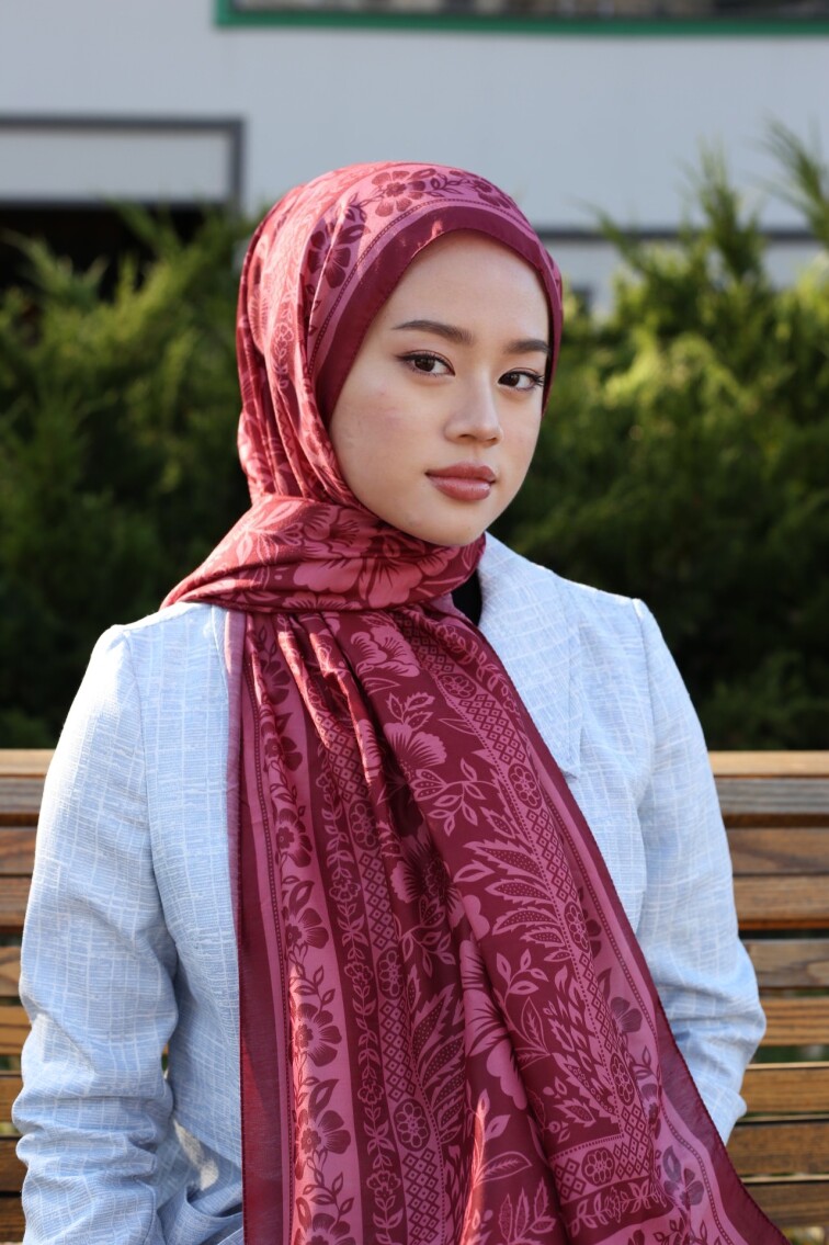 RETRO DESEN ŞAL - BORDO - 1