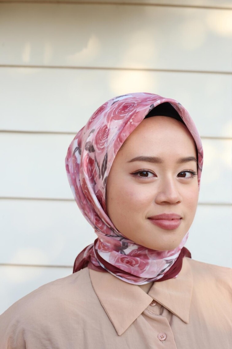 ROSE DESEN EŞARP - ŞARABİ PEMBE - 2