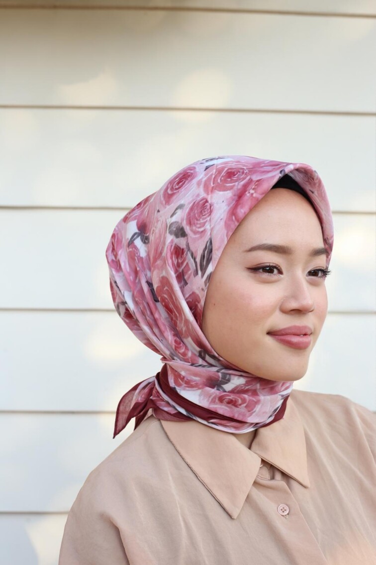 ROSE DESEN EŞARP - ŞARABİ PEMBE - 1