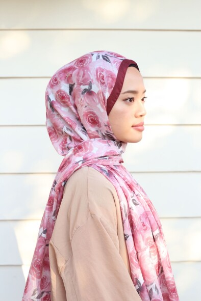 ROSE DESEN ŞAL - ŞARABİ PEMBE - 2