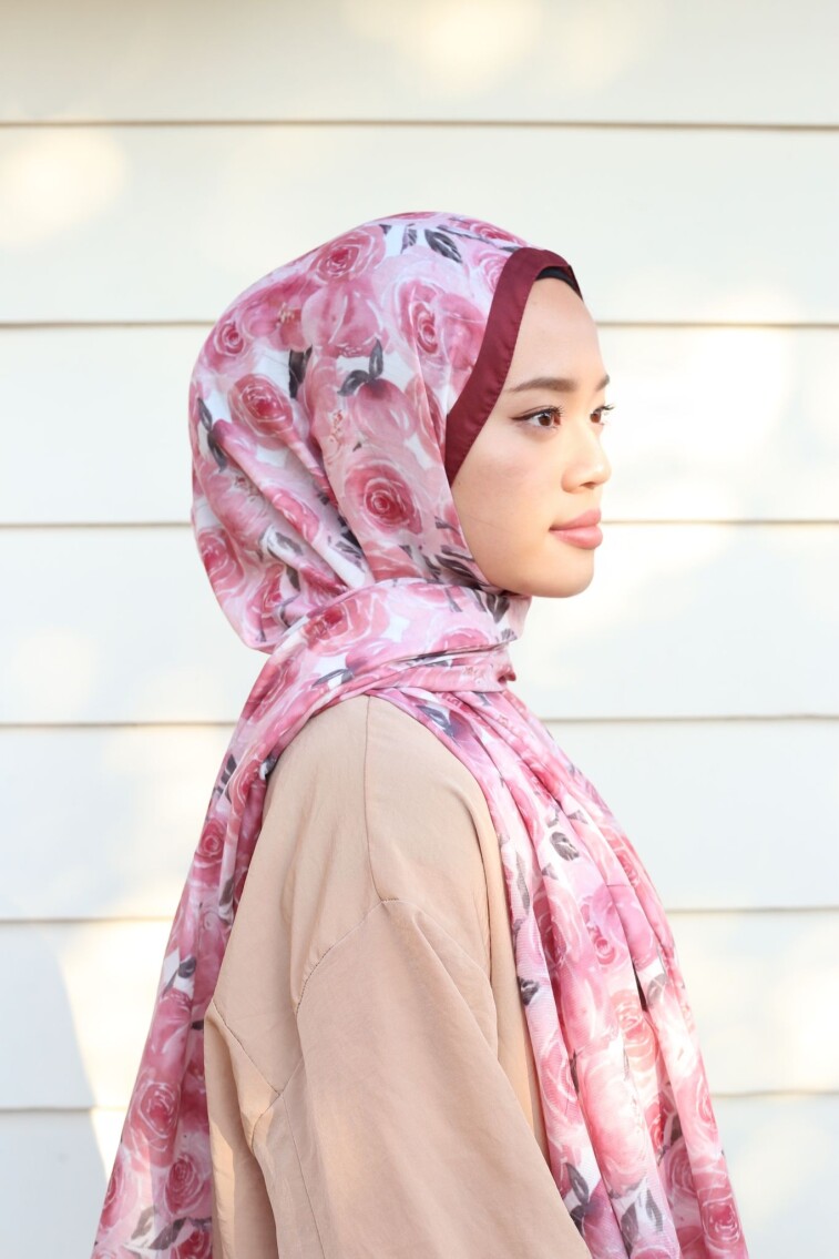 ROSE DESEN ŞAL - ŞARABİ PEMBE - 2