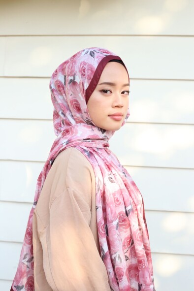 ROSE DESEN ŞAL - ŞARABİ PEMBE 