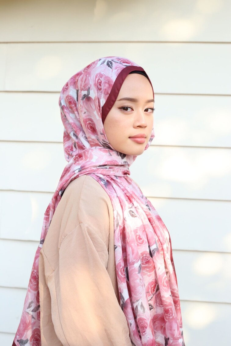 ROSE DESEN ŞAL - ŞARABİ PEMBE - 1