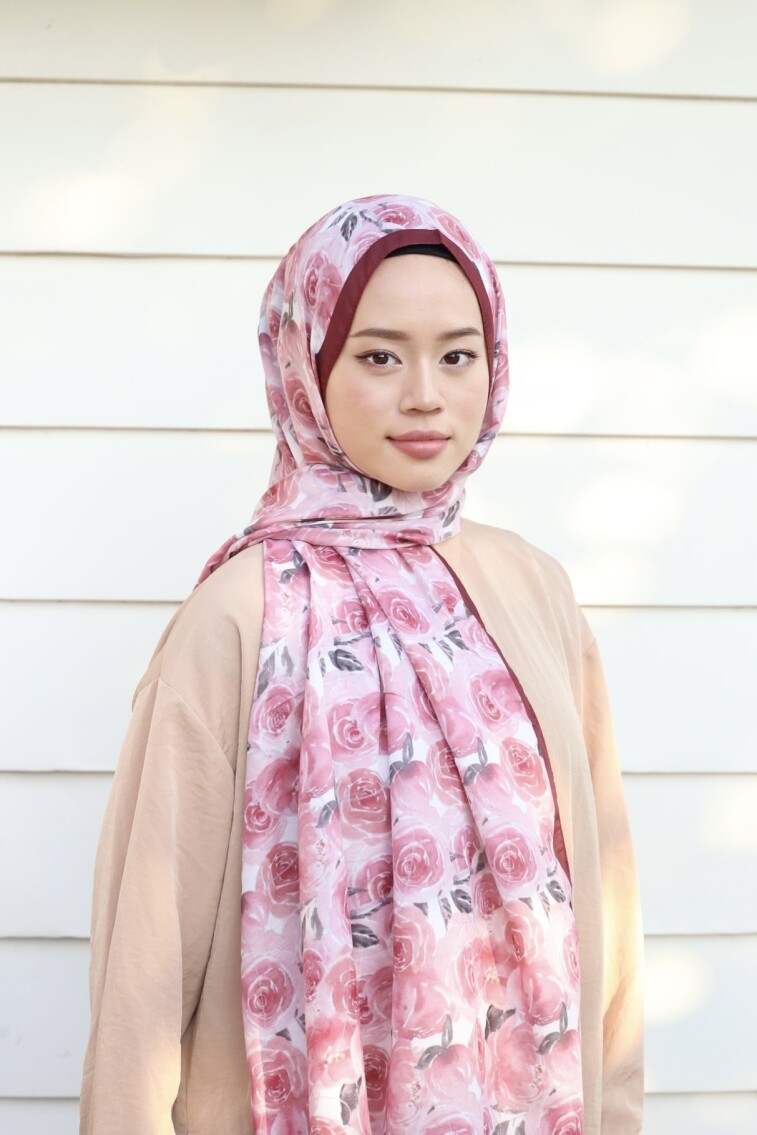 ROSE DESEN ŞAL - ŞARABİ PEMBE - 3