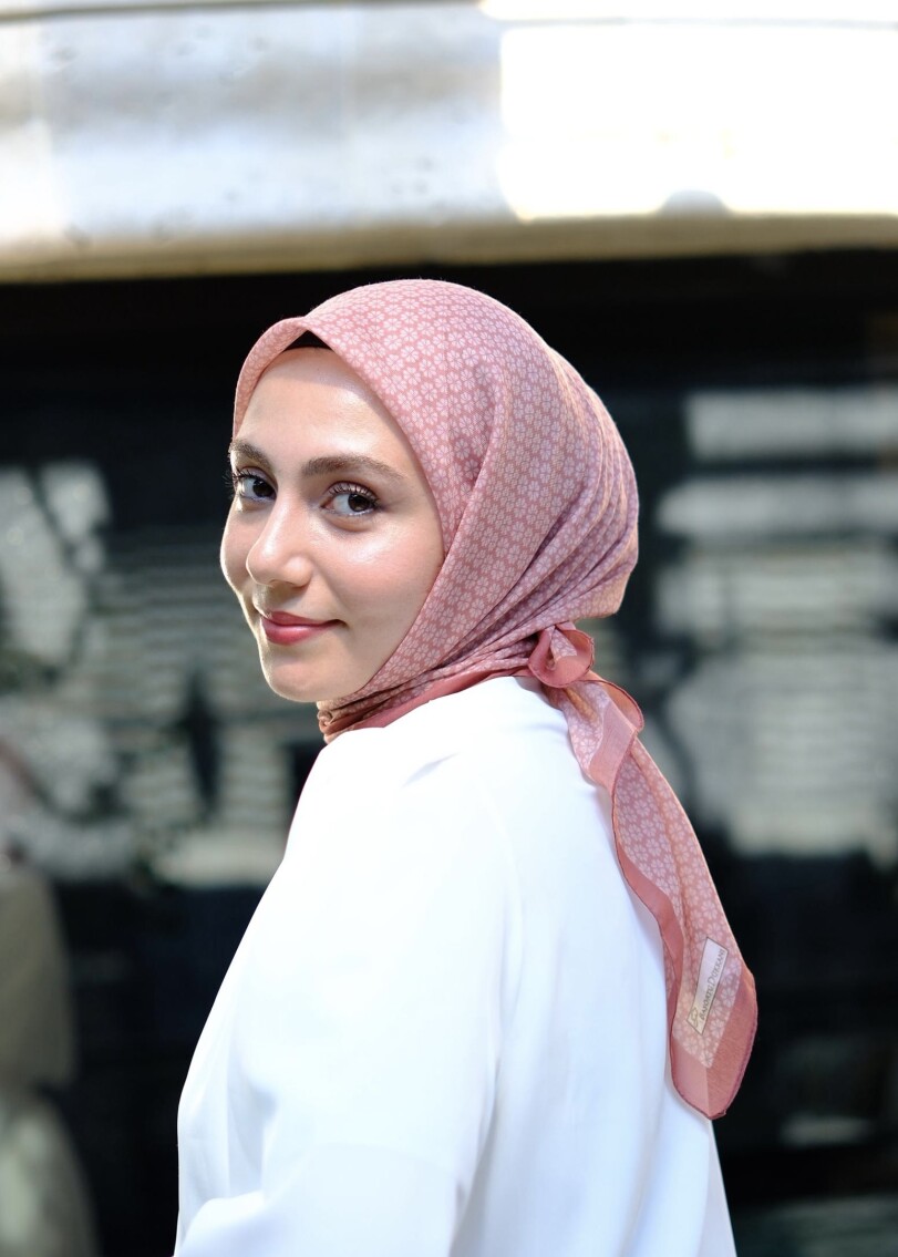 YONCA DESEN EŞARP - KAHVEMSİ PEMBE - 1