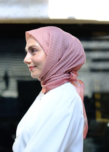 YONCA DESEN EŞARP - KAHVEMSİ PEMBE - 2