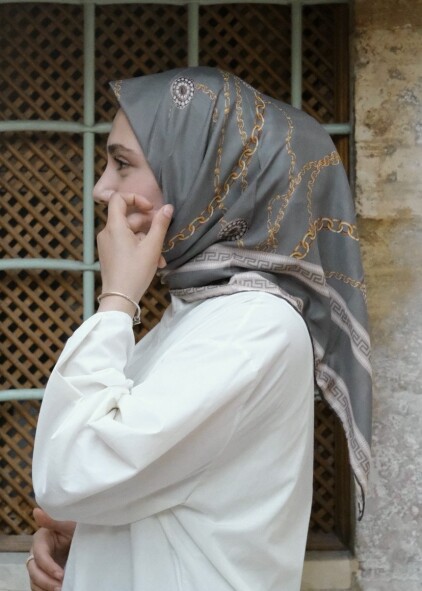 ZİNCİR DESEN EŞARP - ÇAĞLA YEŞİLİ - 